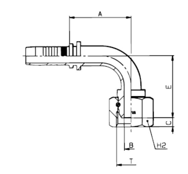 Bild på Nippel 90 R-gänga 3/8"-1/2"