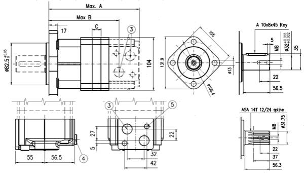 Bild på Orbitmotor HR-S-160-A4-CL320